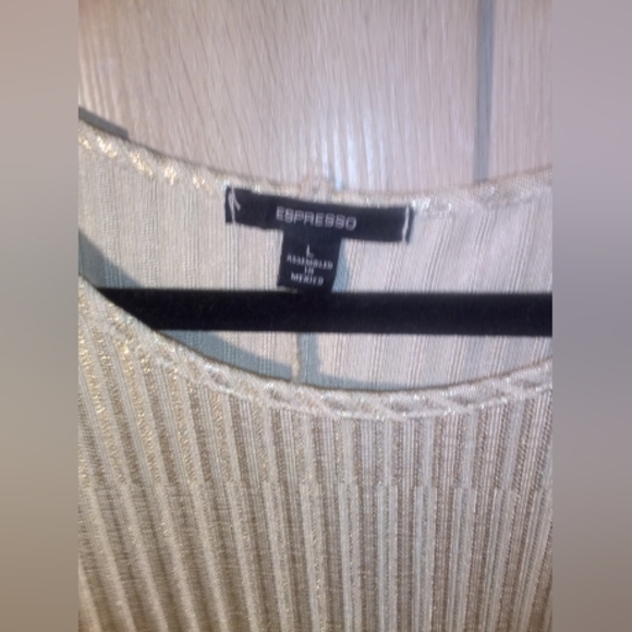 Shimmery Gold Metallic Sleeveless Swinger Style Flowy Dress LARGE - Picture 5 of 7